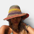 Bob Paille Crochet Multicolore Bord Large Femme La Boutique du Chapeau