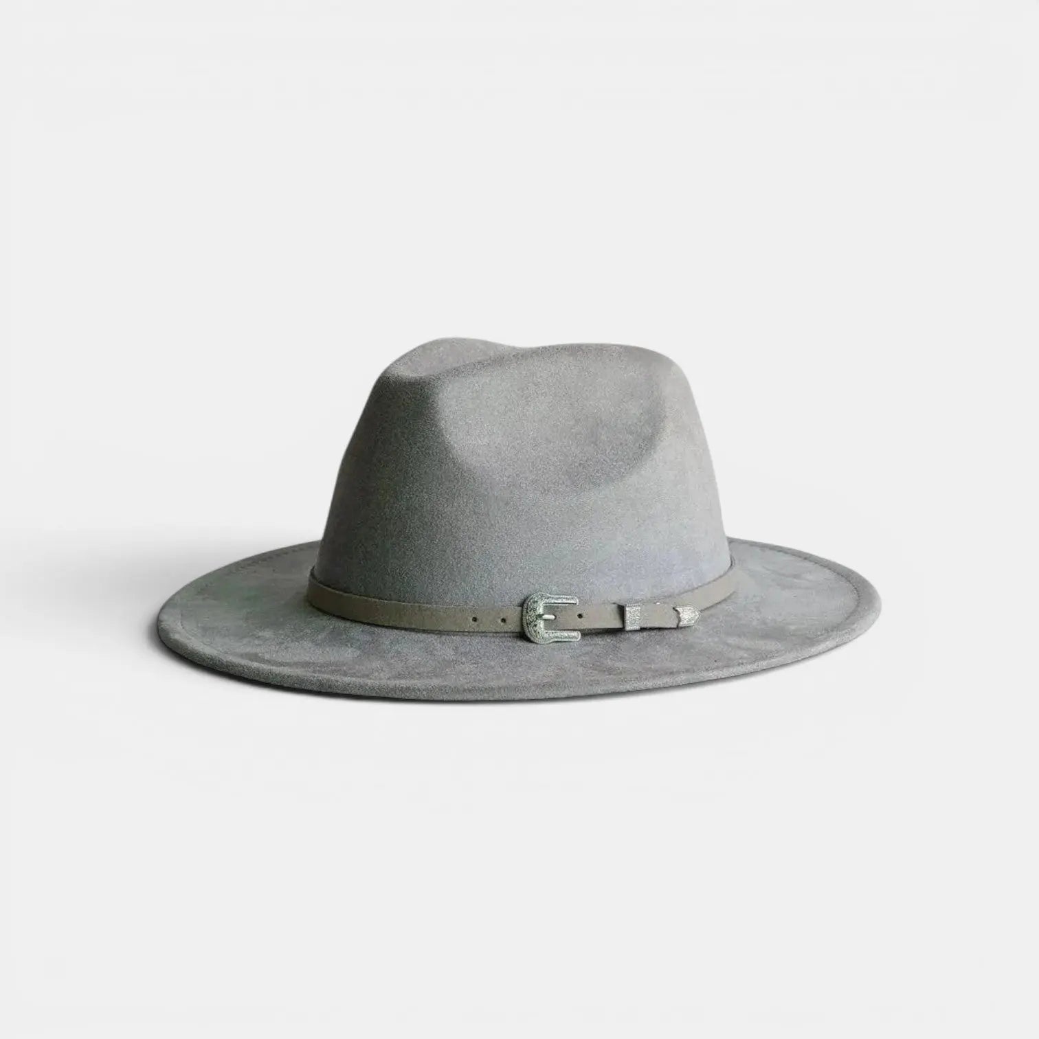 Chapeau Fedora Suédine Bord Large avec Boucle Métal