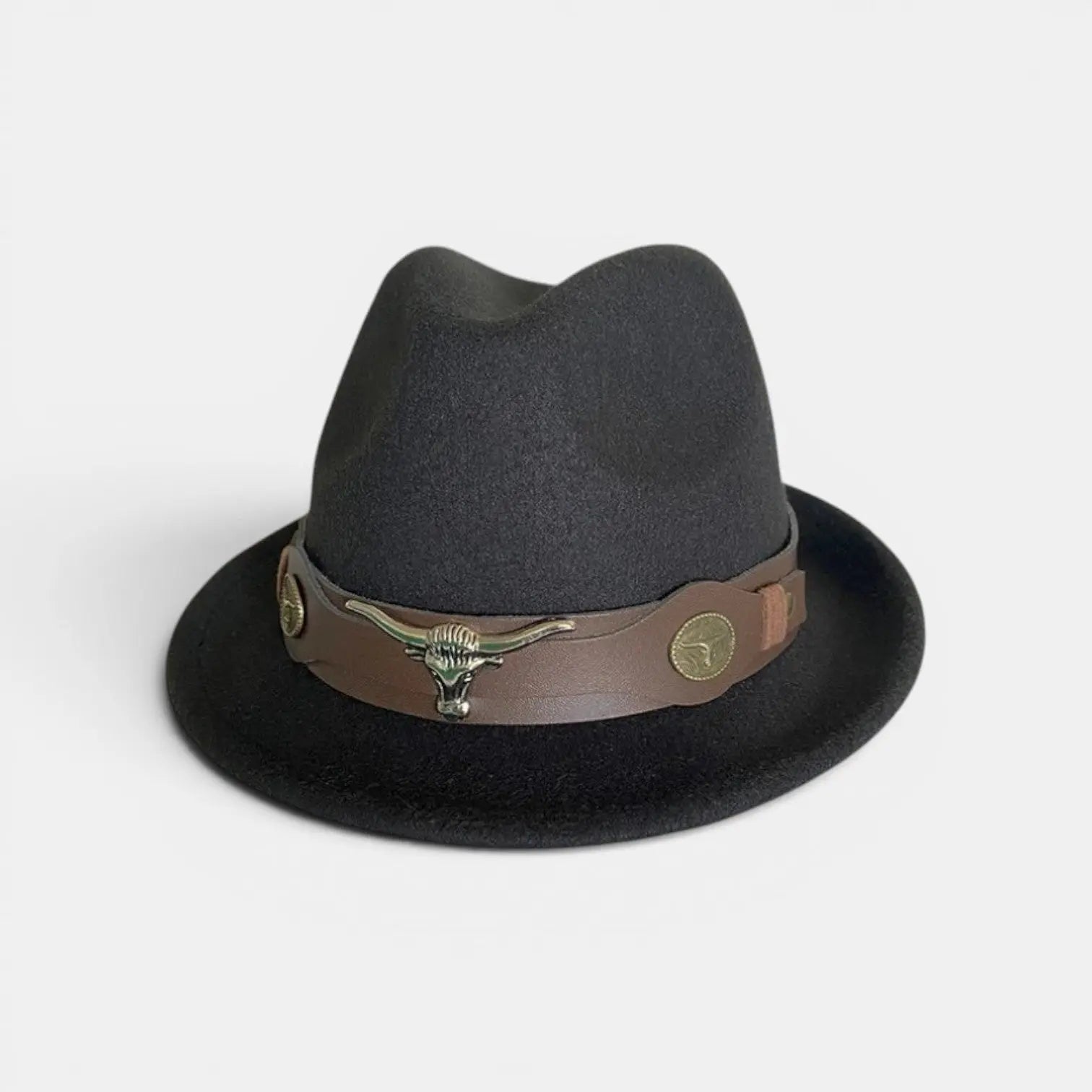 Chapeau Fedora Feutre Bande Cuir Décor Longhorn Homme La Boutique du Chapeau