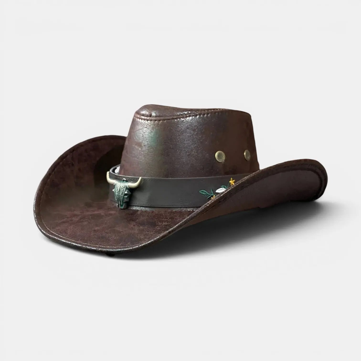 Chapeau Cowboy Cuir Bord Large avec Cordon Unisexe La Boutique du Chapeau