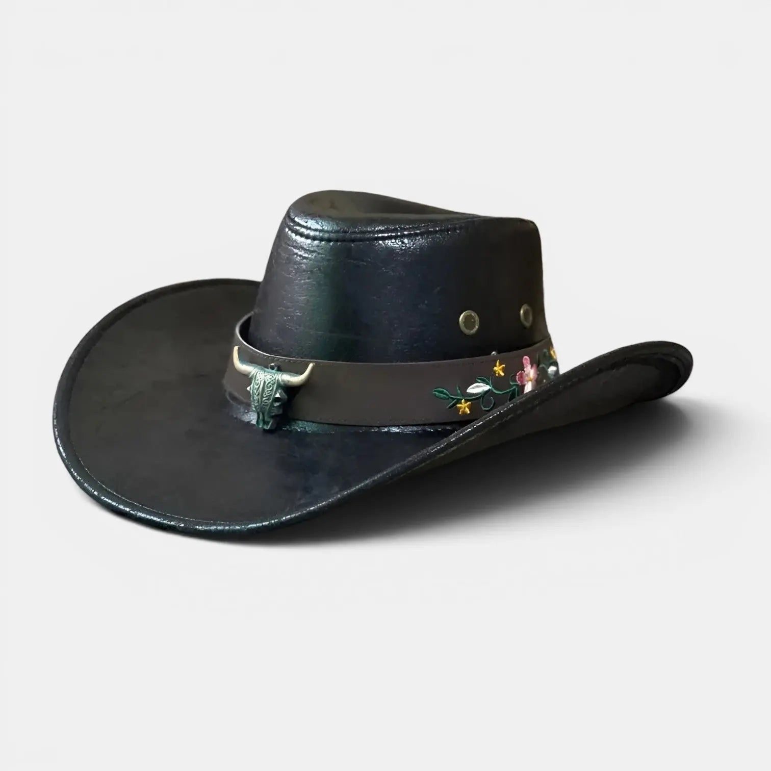 Chapeau Cowboy Cuir Bord Large avec Cordon Unisexe La Boutique du Chapeau