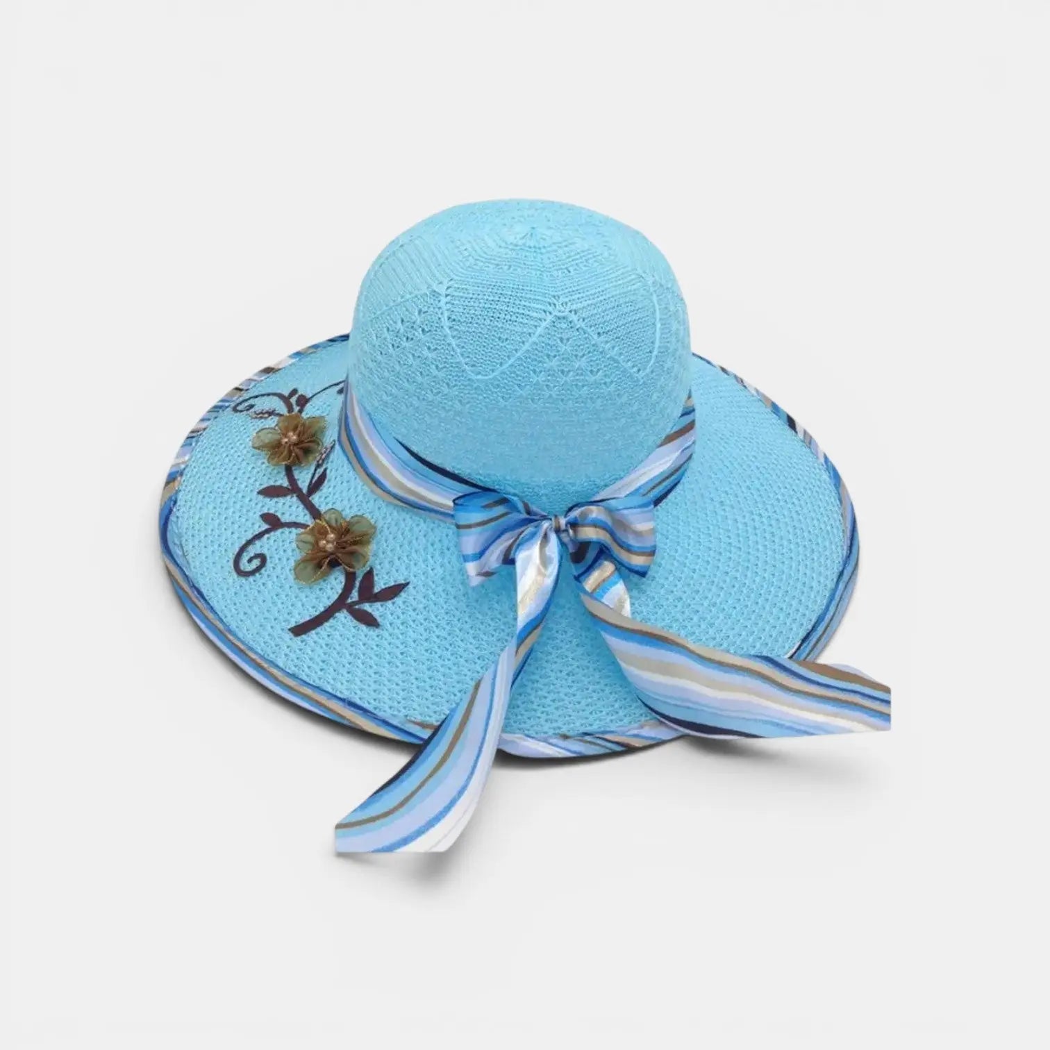 Chapeau Paille Bord Large Fleurs et Ruban Femme La Boutique du Chapeau
