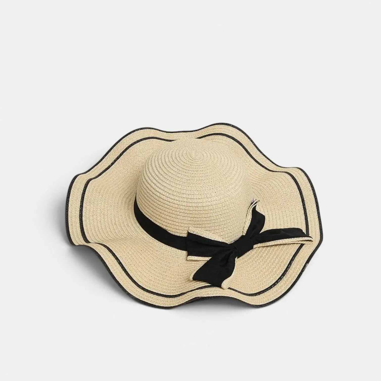 Chapeau Paille Bords Ondulés Liseré Noir Nœud Femme La Boutique du Chapeau