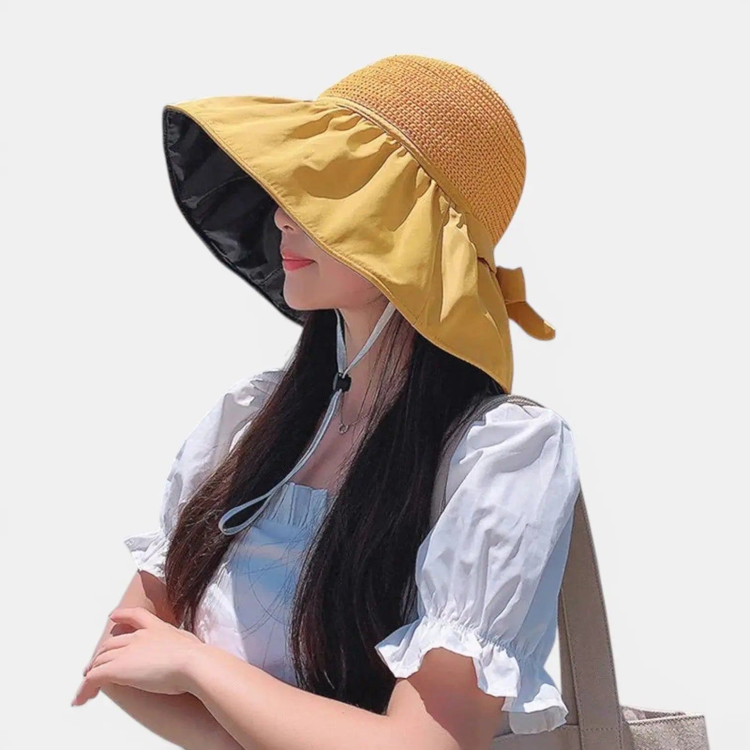 Chapeau Paille Bord Large Anti-UV Femme