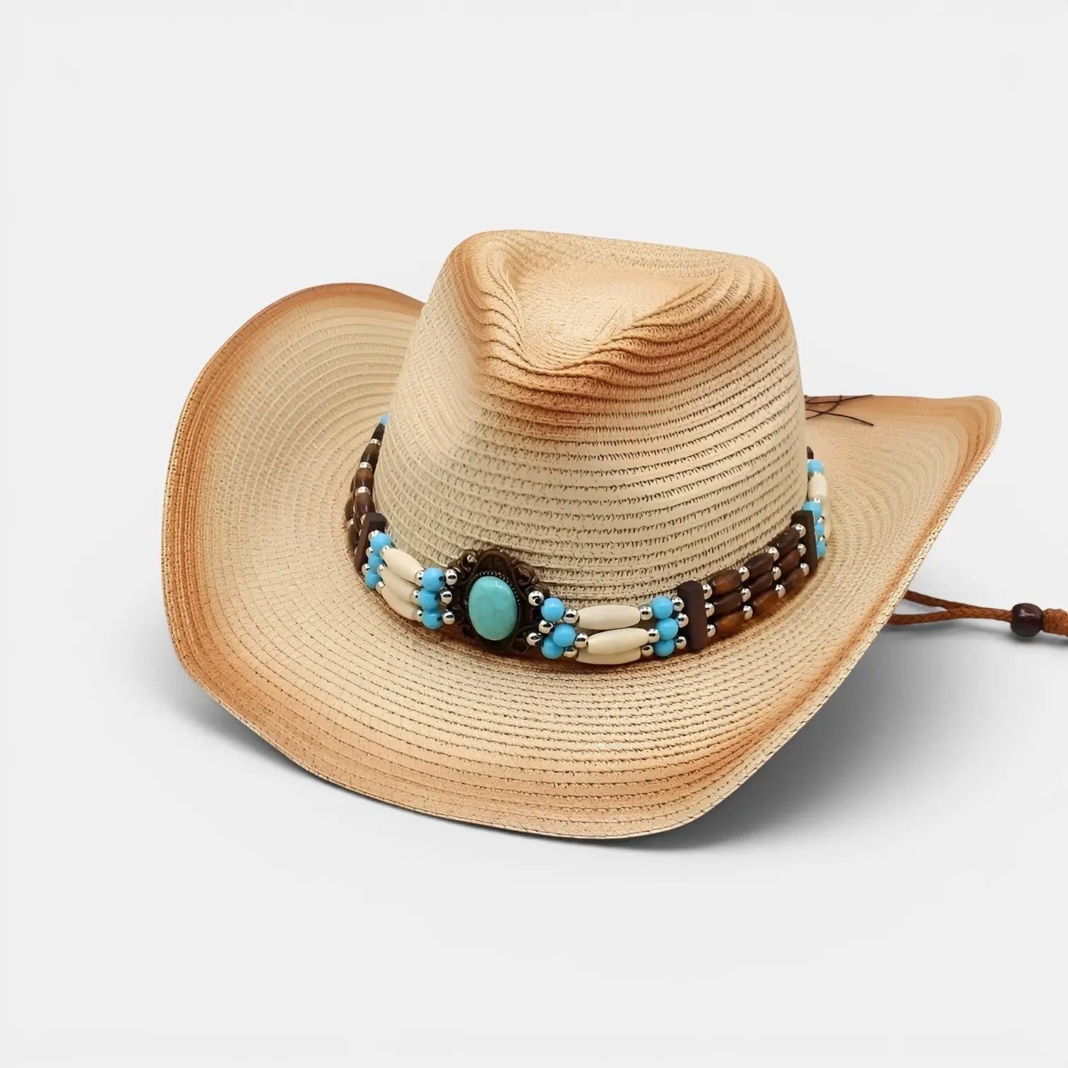 Chapeau Cowboy Paille Bandeau Perles Femme La Boutique du Chapeau
