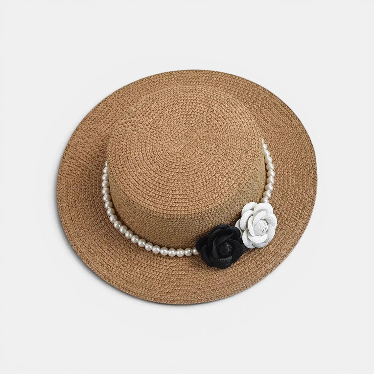 Chapeau Paille Femme Fleurs et Perles Bord Large La Boutique du Chapeau