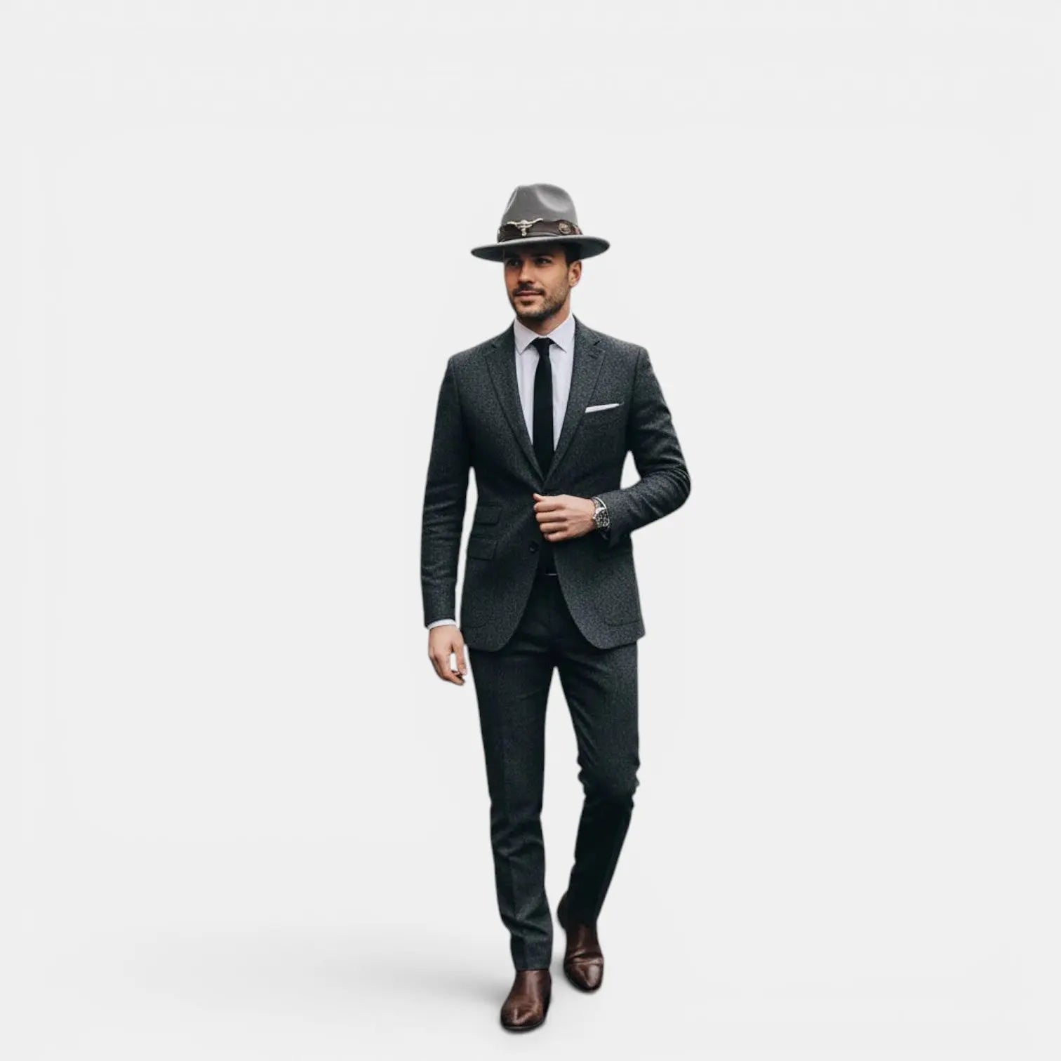 Chapeau Fedora Feutre Bande Cuir Décor Longhorn Homme La Boutique du Chapeau
