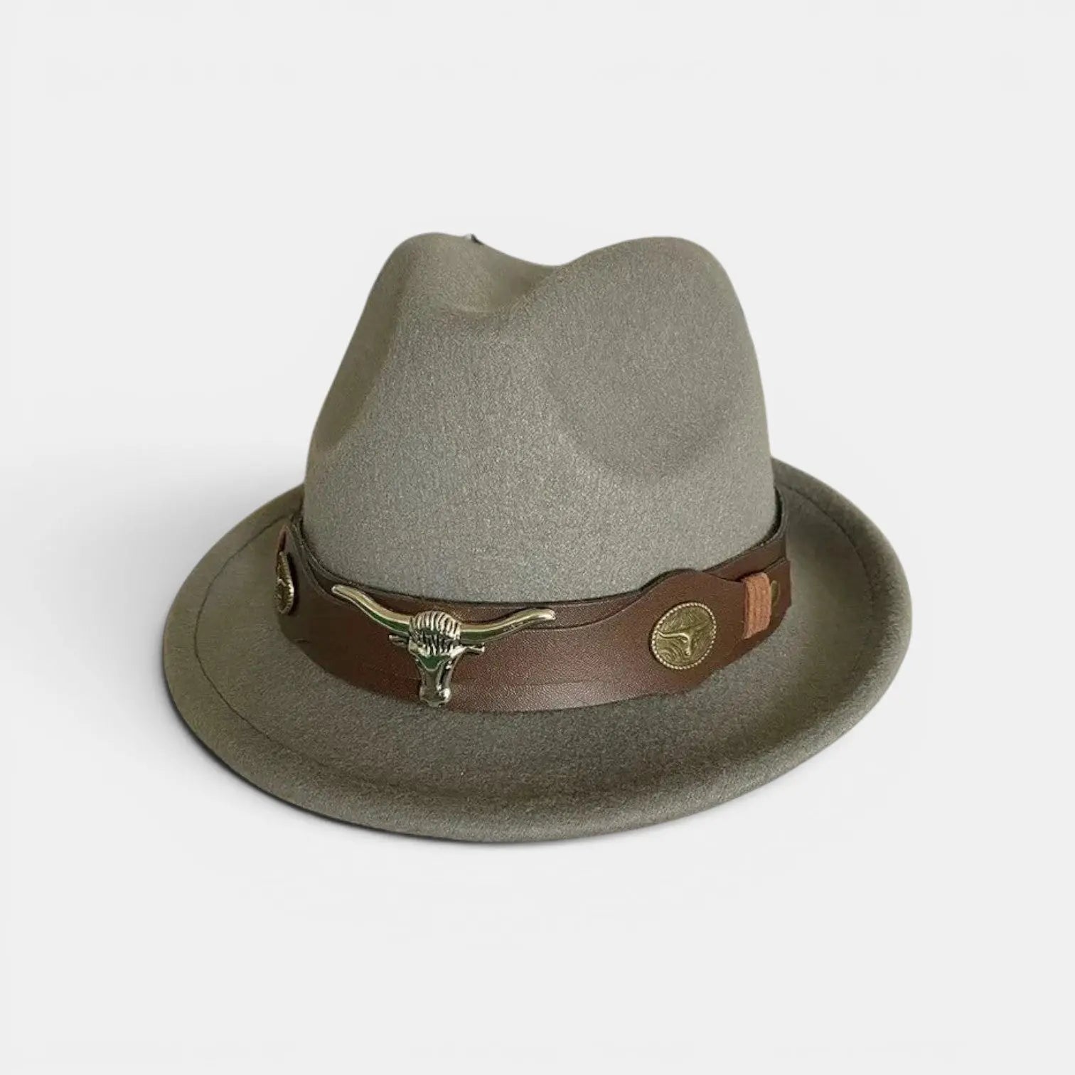 Chapeau Fedora Feutre Bande Cuir Décor Longhorn Homme La Boutique du Chapeau