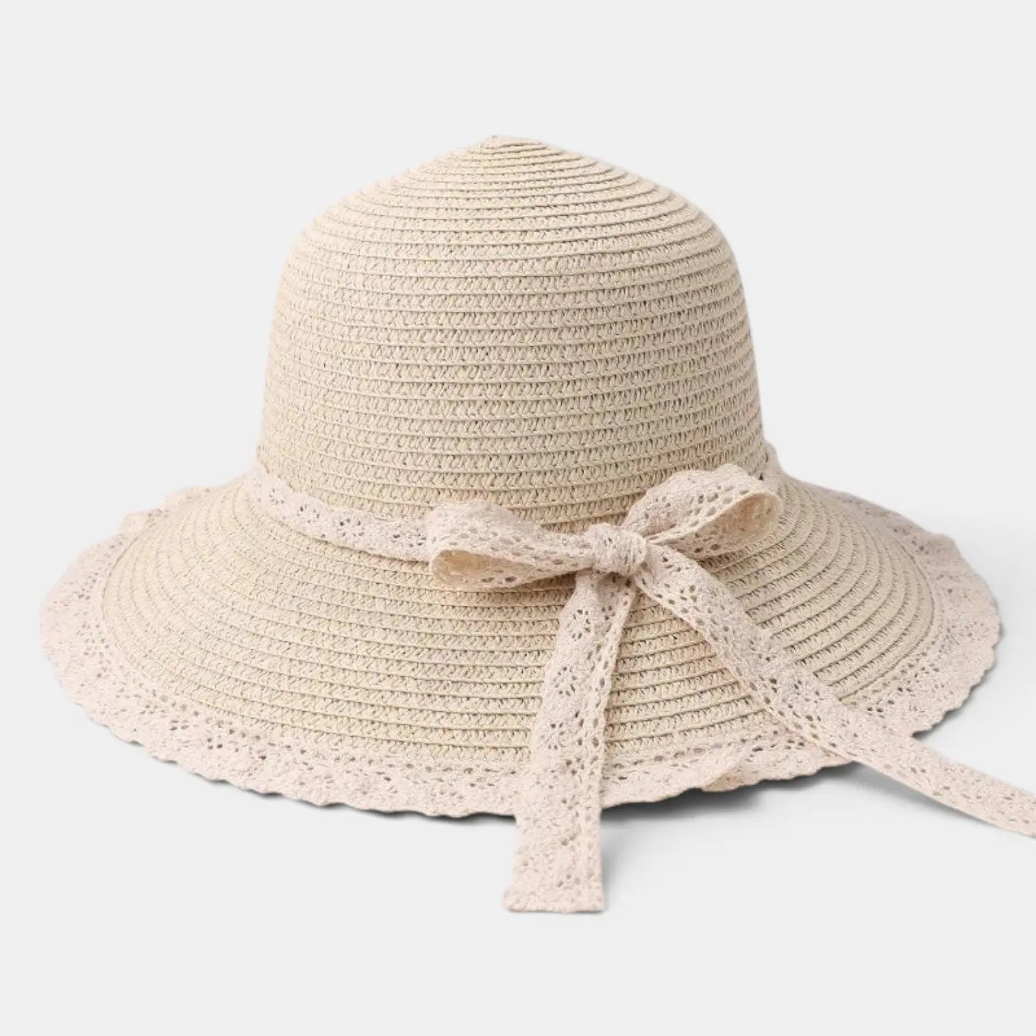 Chapeau Paille Bord Large Dentelle Femme