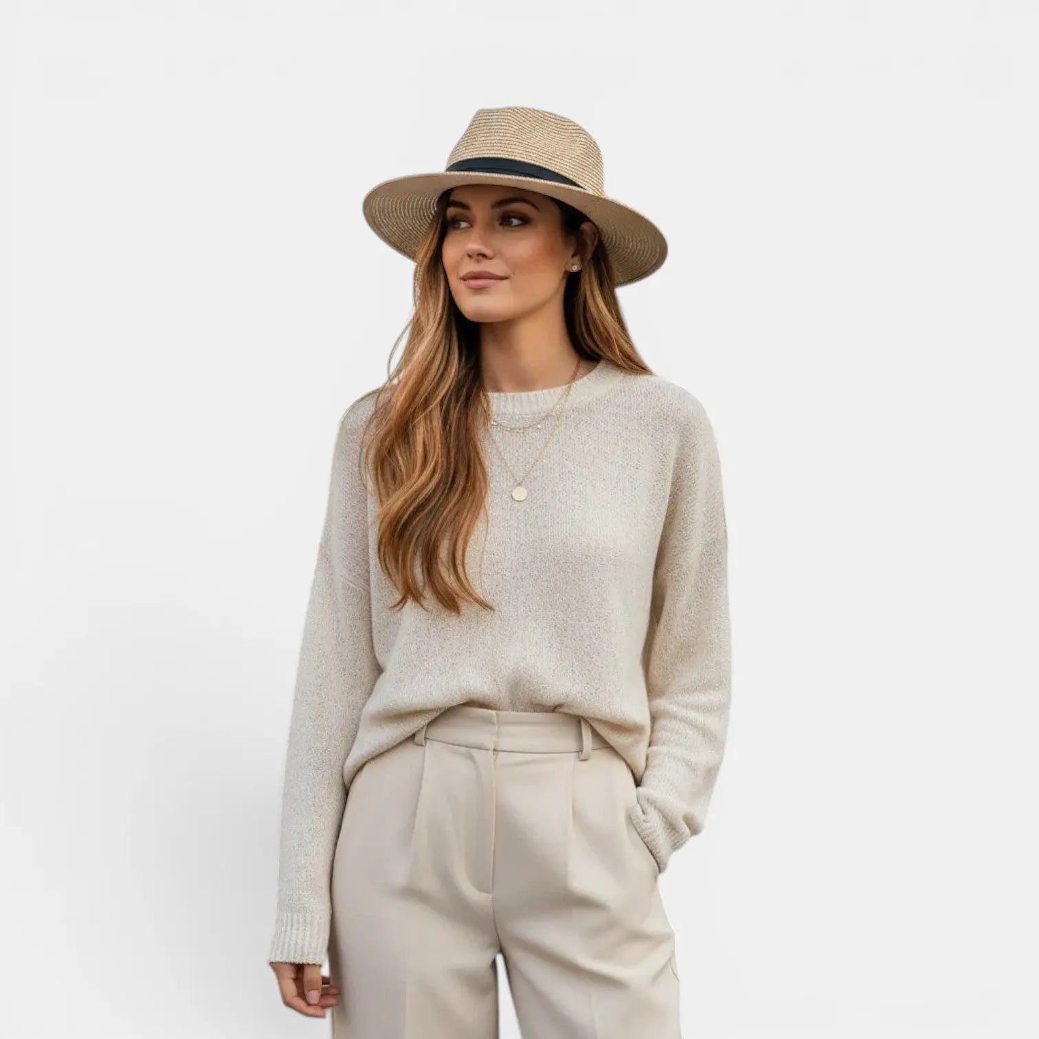 Chapeau Panama Paille Tressée Ruban Noir
