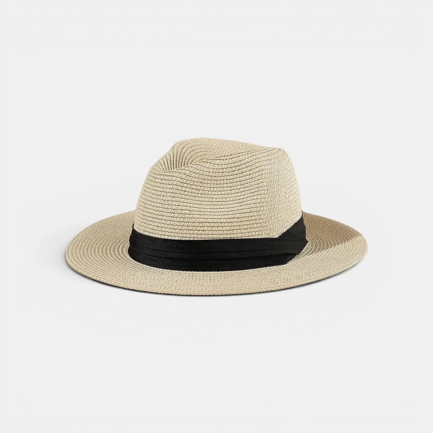 Chapeau Panama Paille Tressée Ruban Noir