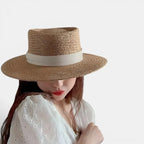 Chapeau Paille Canotier Bord Large Ruban Femme La Boutique du Chapeau