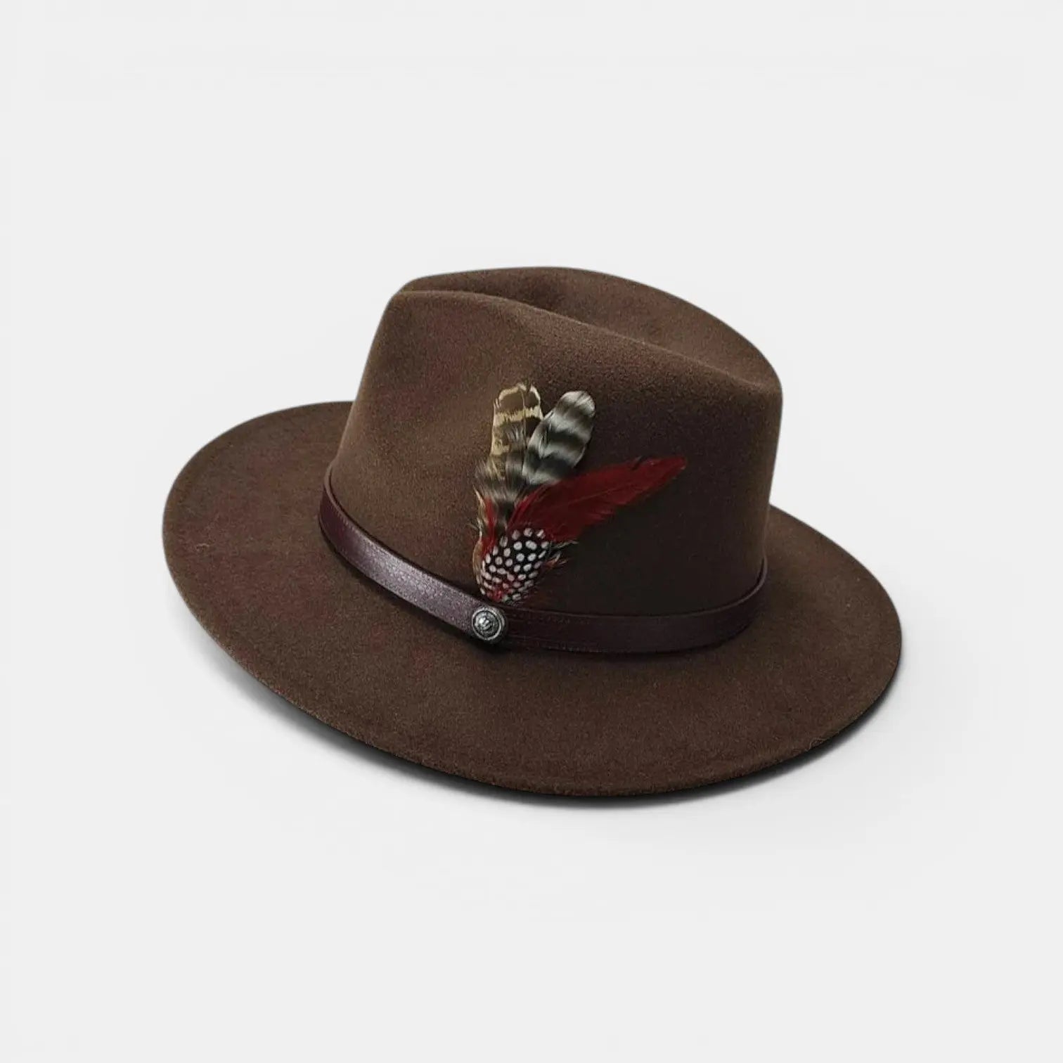 Chapeau Fedora Laine Plume Décorative Homme Femme