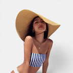 Chapeau Paille Tressée Bord Extra Large Protection Solaire Femme La Boutique du Chapeau