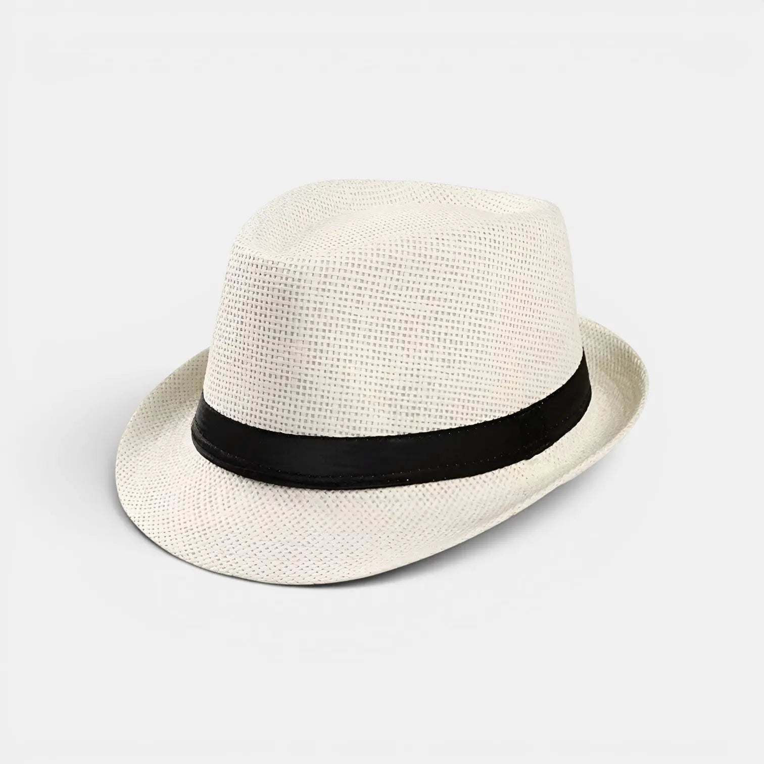 Chapeau Panama Paille Tressée Homme Femme Bande Noire