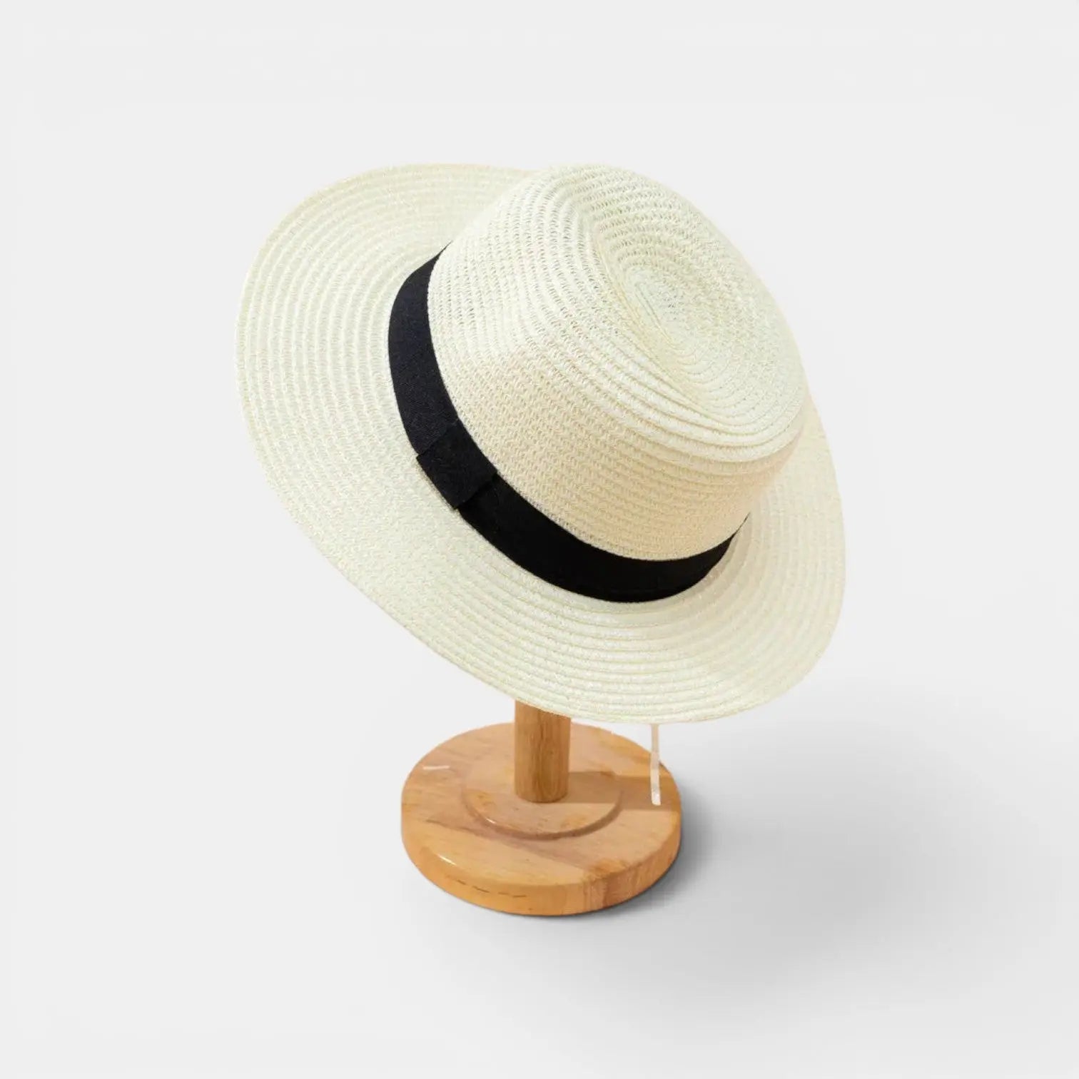 Chapeau Panama Paille Bord Large Ruban Noir