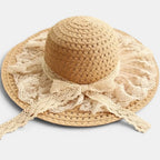 Chapeau Paille Tressée Ajourée Bord Large Dentelle Femme La Boutique du Chapeau