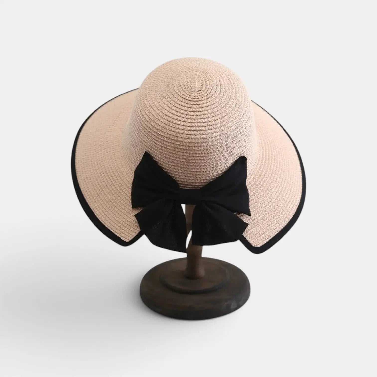 Chapeau Paille Tressée Bord Large Nœud Noir Femme La Boutique du Chapeau