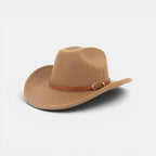 Chapeau Cowboy Feutre Camel Bandeau Cuir Boucle Dorée Unisexe La Boutique du Chapeau