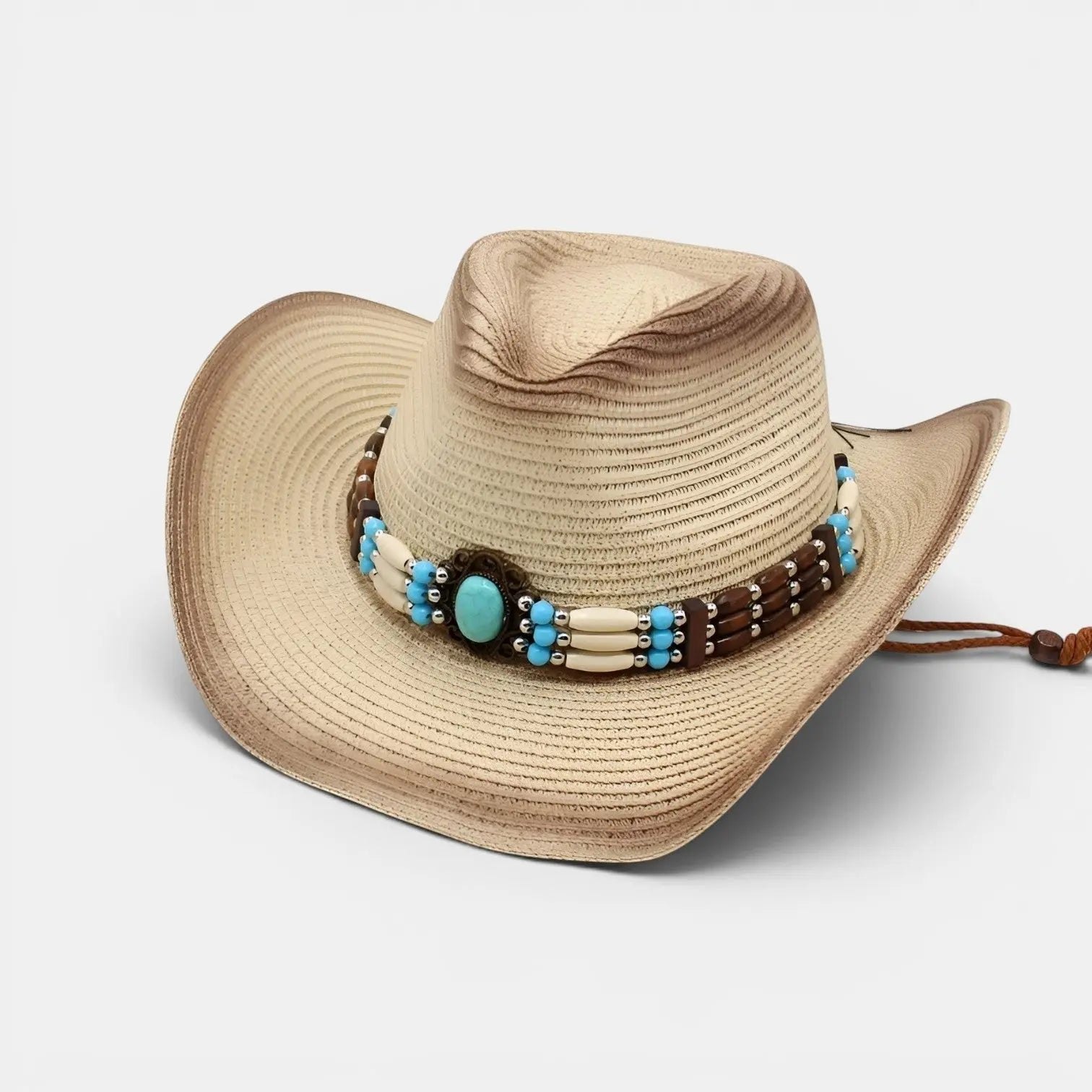 Chapeau Cowboy Paille Bandeau Perles Femme La Boutique du Chapeau