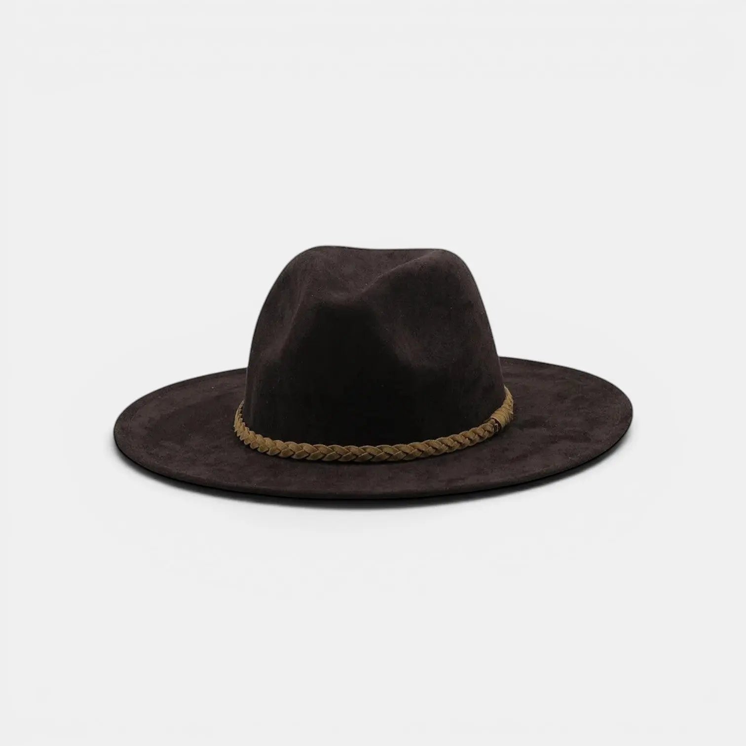 Chapeau Fedora Suédine Bord Large Tresse Unisexe La Boutique du Chapeau