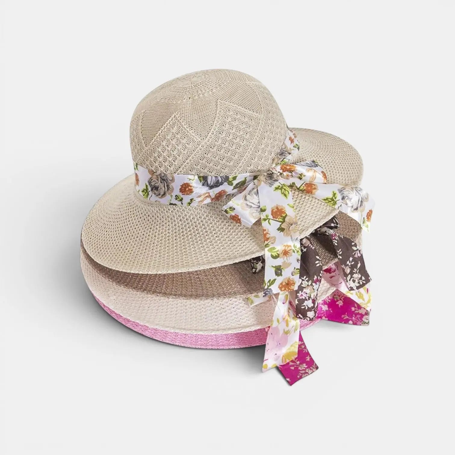 Chapeau Paille Bord Large Ruban Fleuri Femme