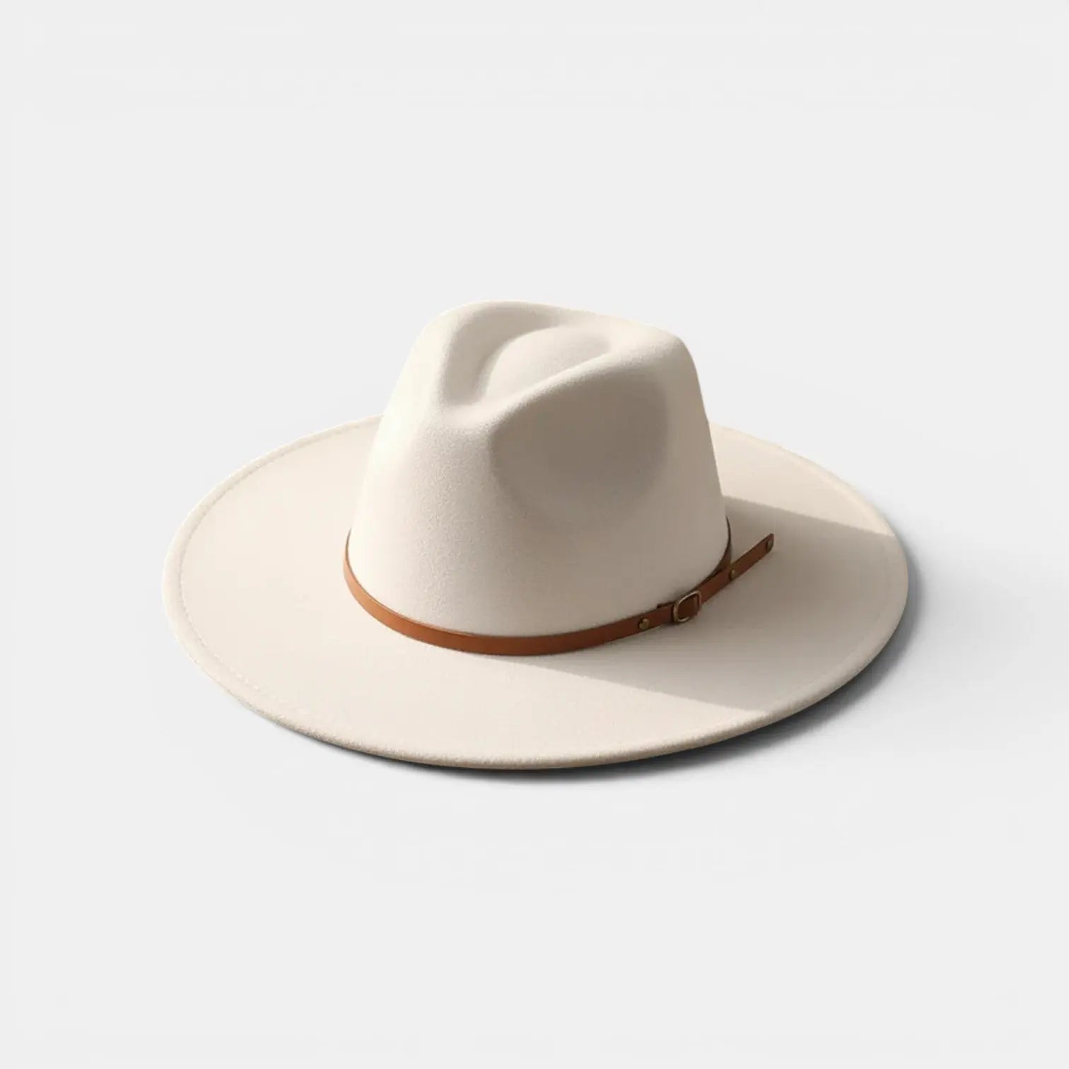 Chapeau Fedora Feutre Bord Large Bande Cuir Unisexe