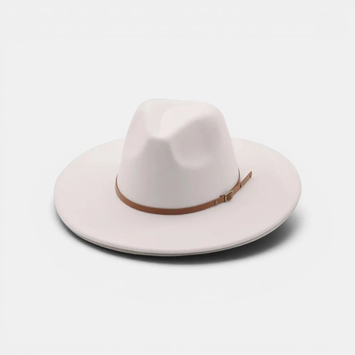 Chapeau Fedora Feutre Bord Large Bande Cuir Unisexe