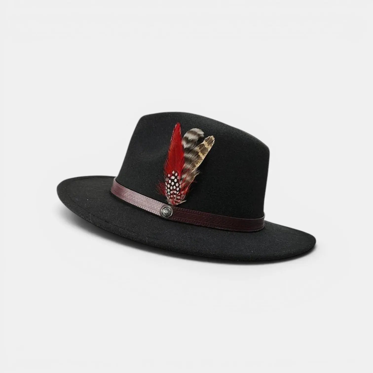 Chapeau Fedora Laine Plume Décorative Homme Femme