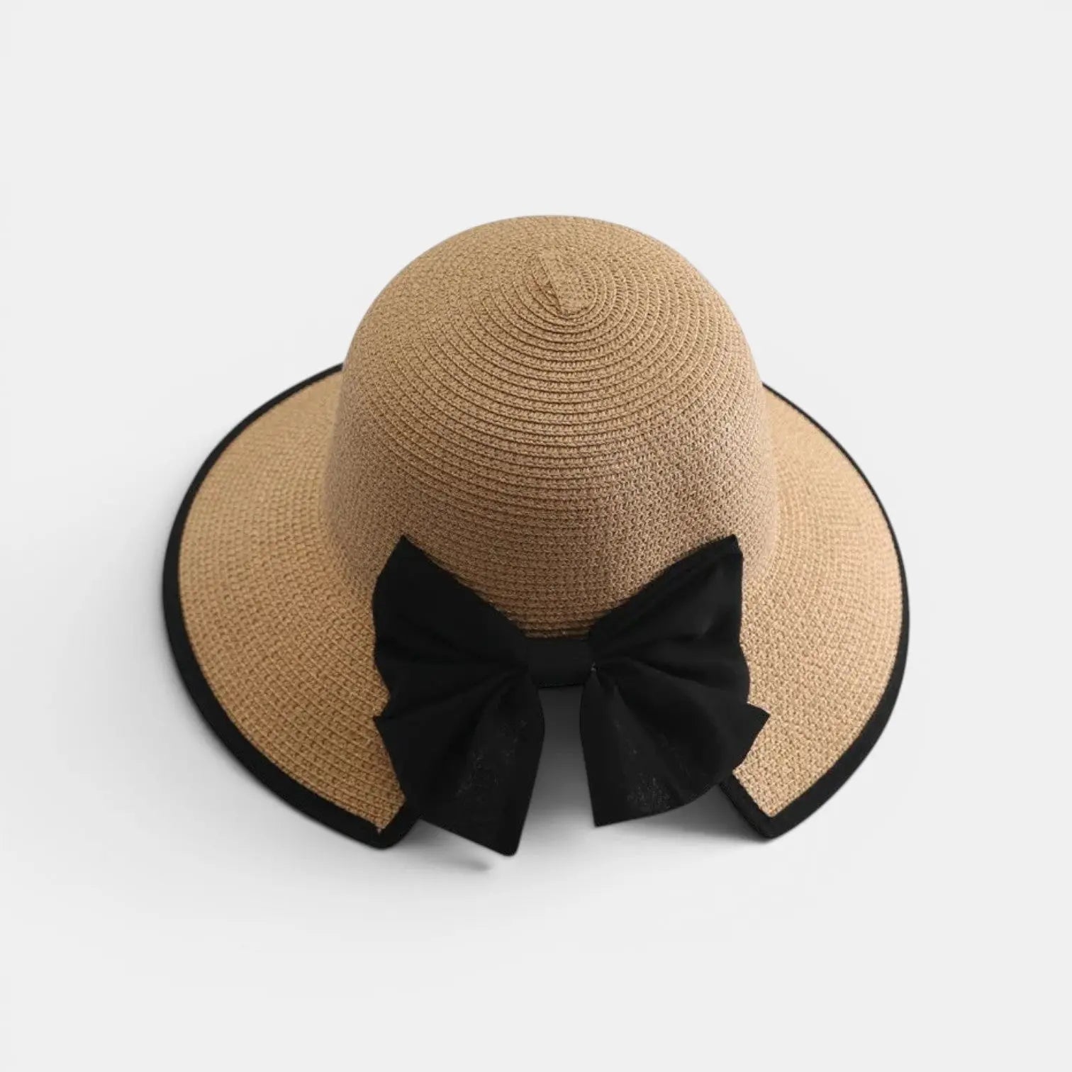 Chapeau Paille Tressée Bord Large Nœud Noir Femme La Boutique du Chapeau