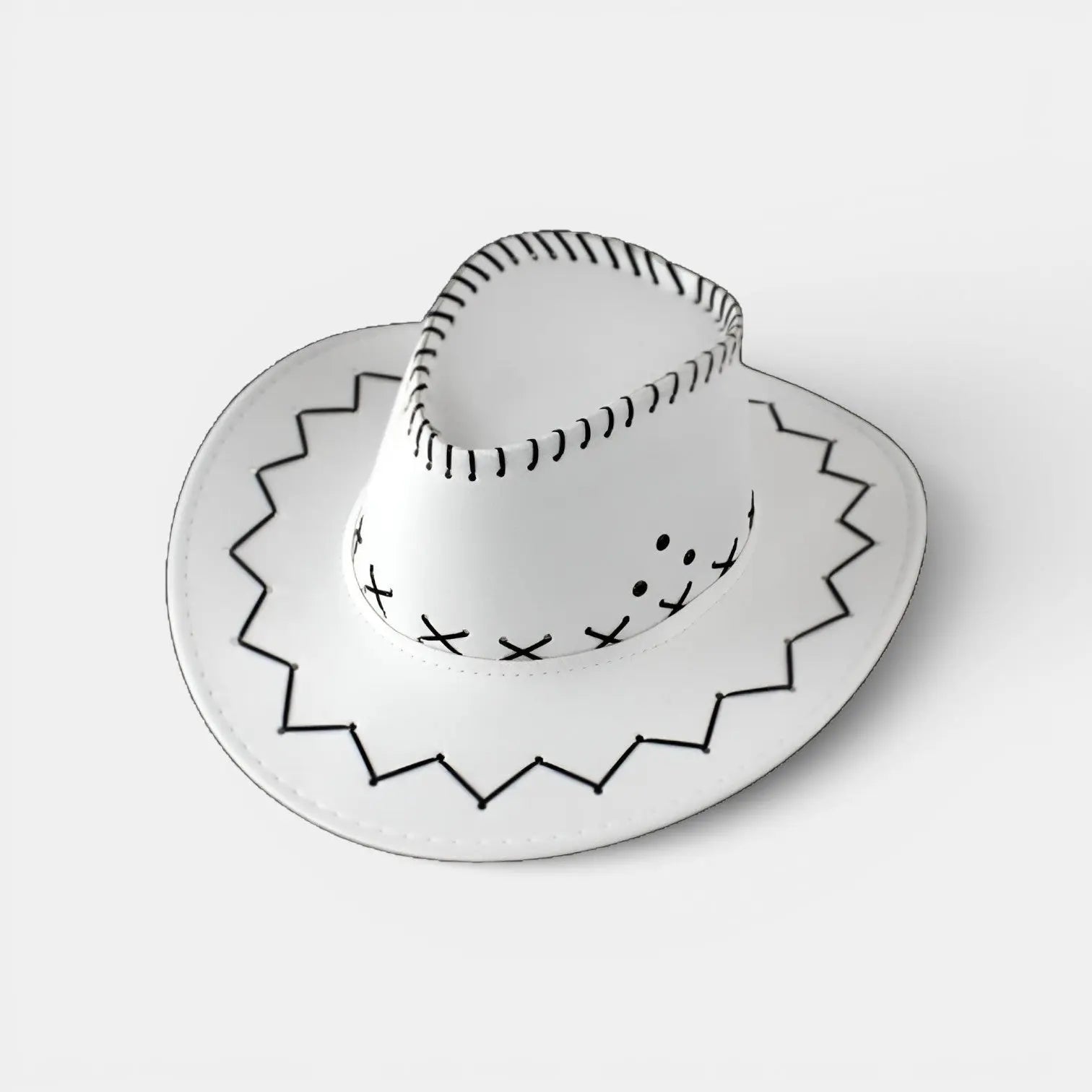 Chapeau Cowboy Suédine Bord Large Coutures Zigzag La Boutique du Chapeau