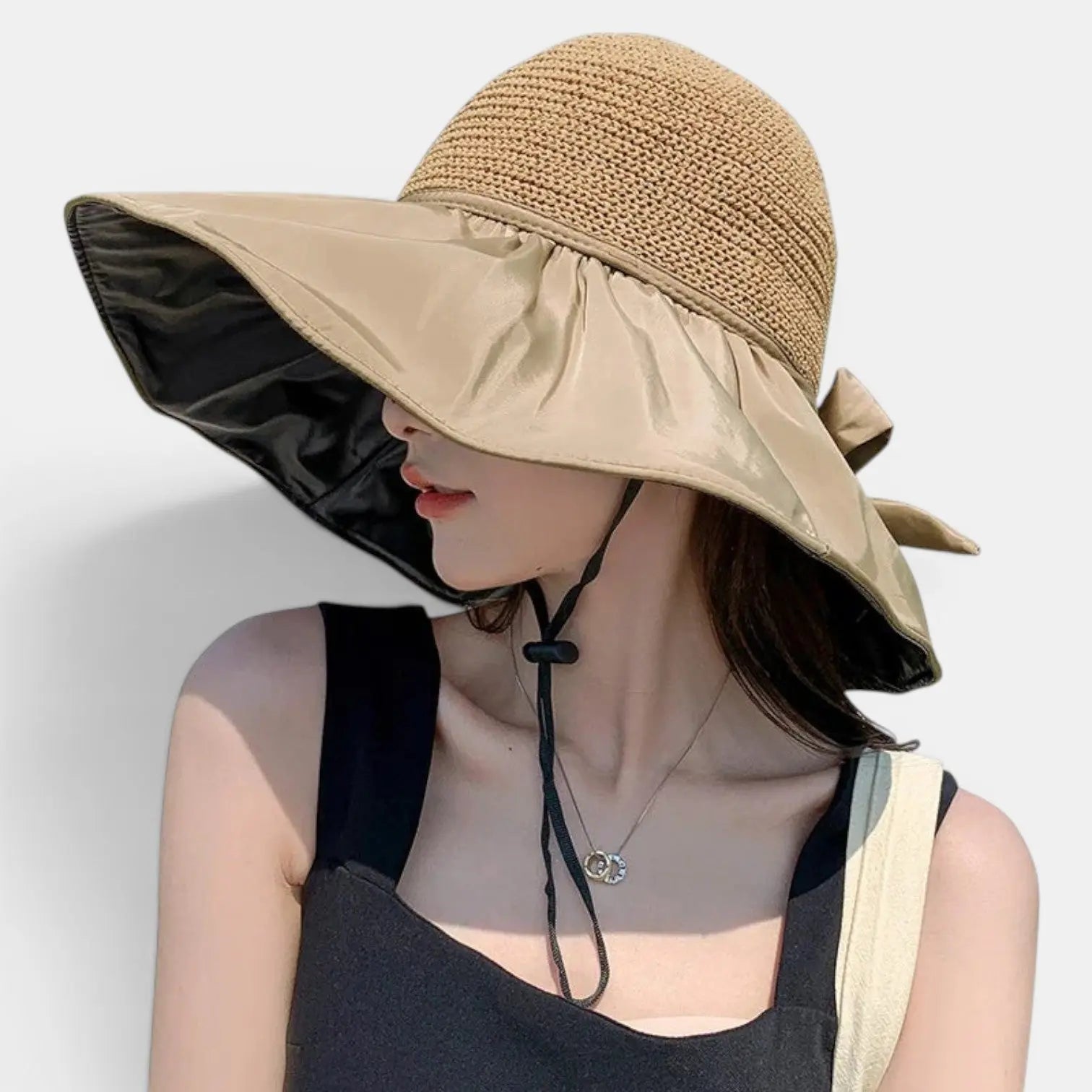 Chapeau Paille Bord Large Anti-UV Femme