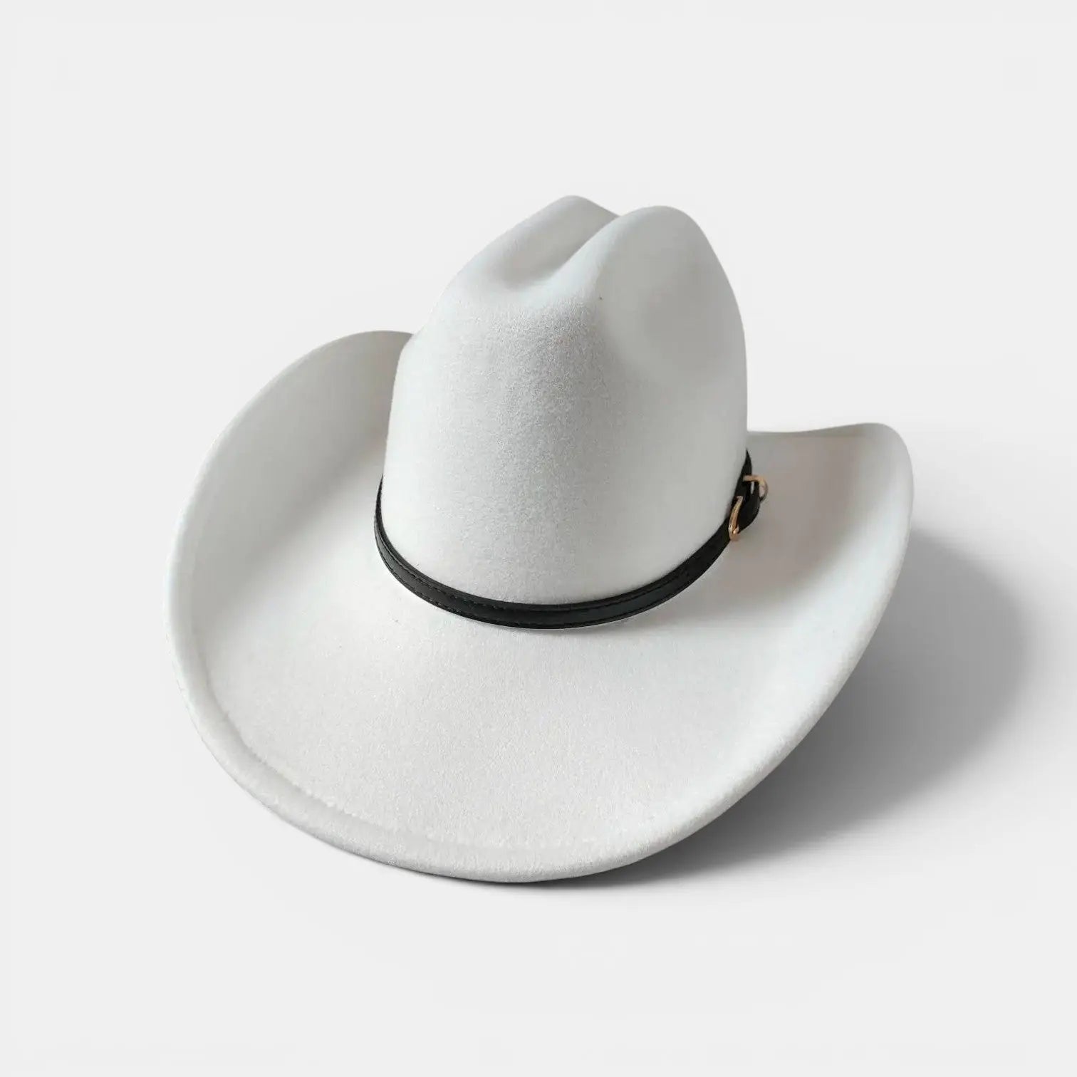 Chapeau Cowboy Feutre Blanc Bande Cuir Colorée Unisexe La Boutique du Chapeau