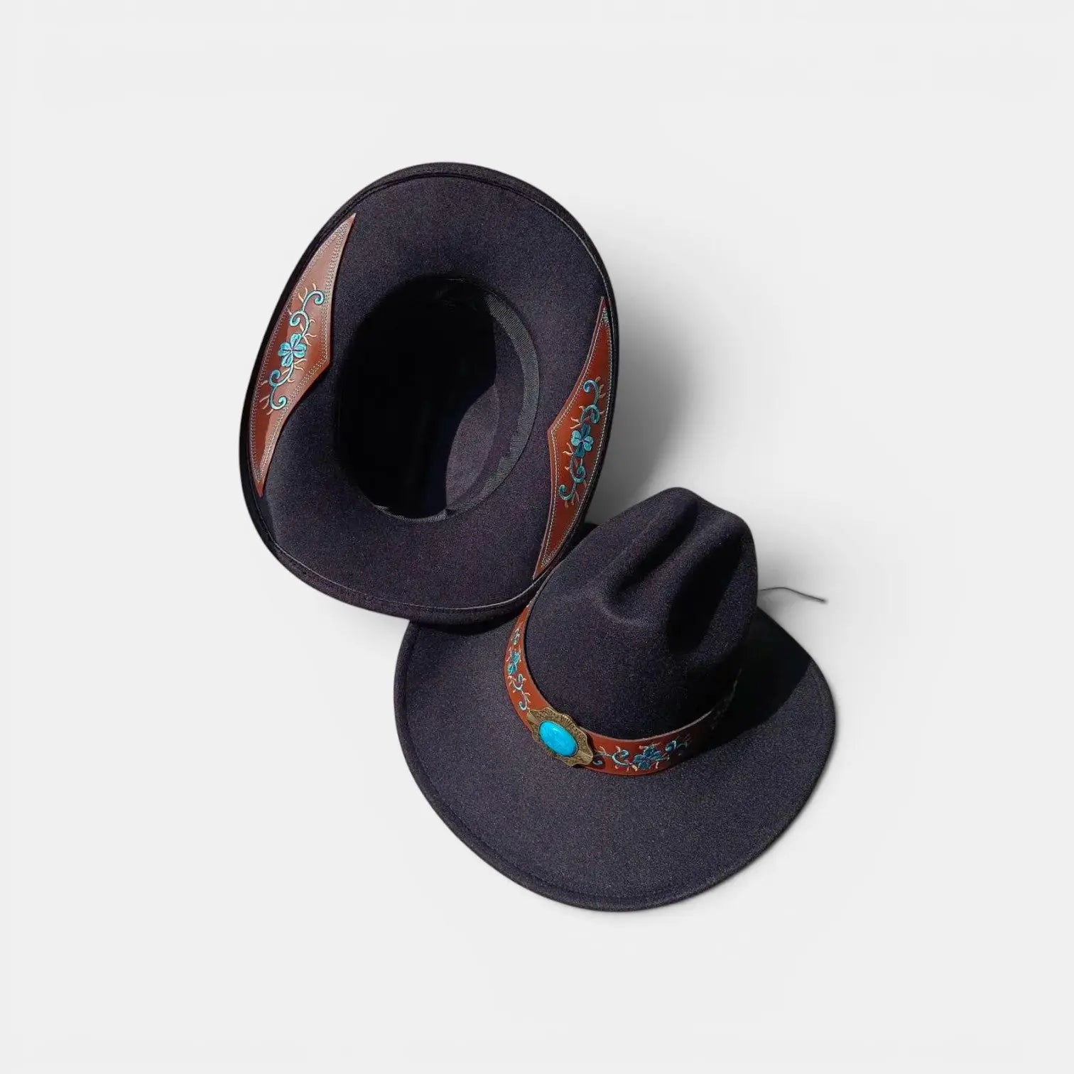 Chapeau Cowboy Laine Feutre Concho Turquoise Unisexe La Boutique du Chapeau