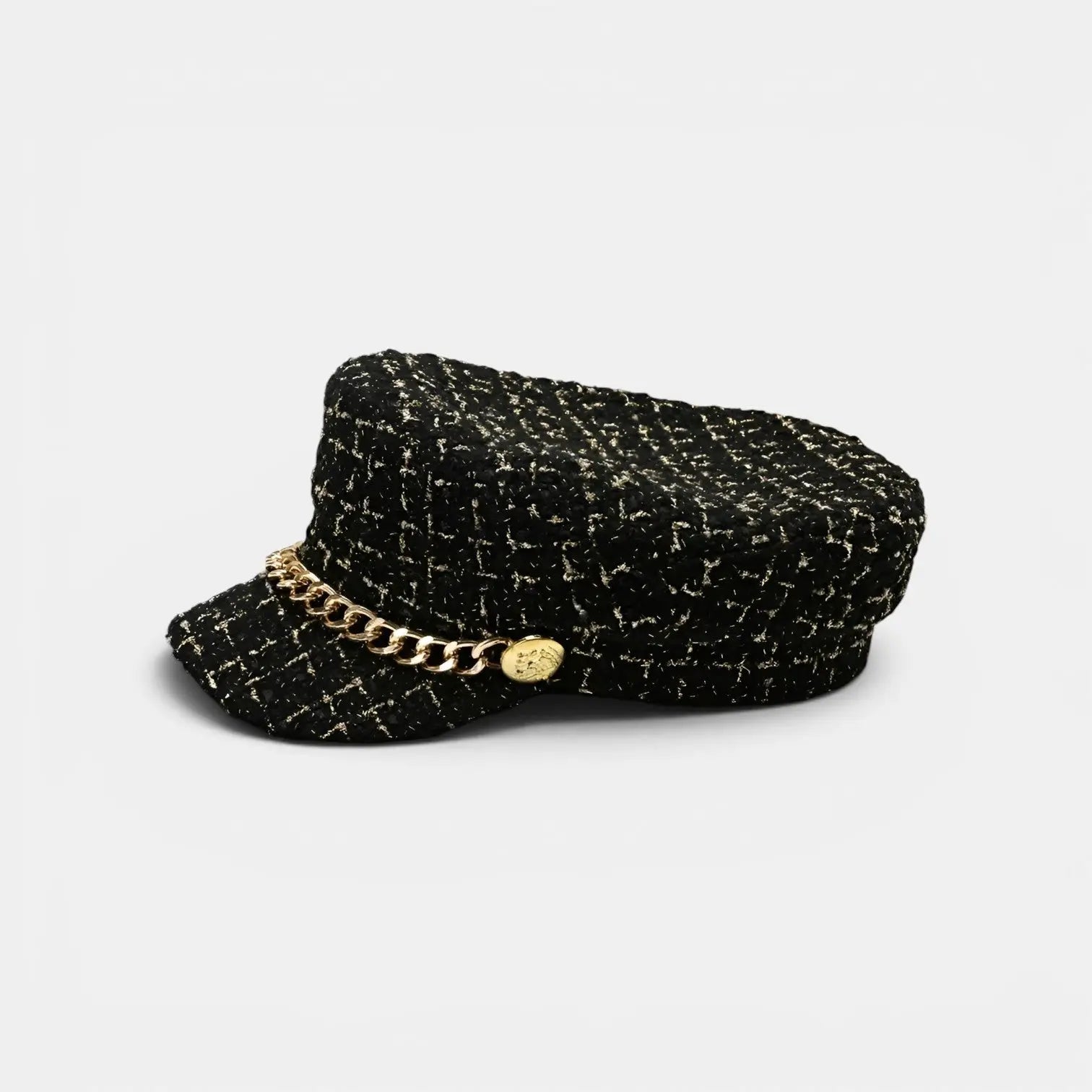 Casquette Gavroche Tweed Chaîne Dorée Femme La Boutique du Chapeau