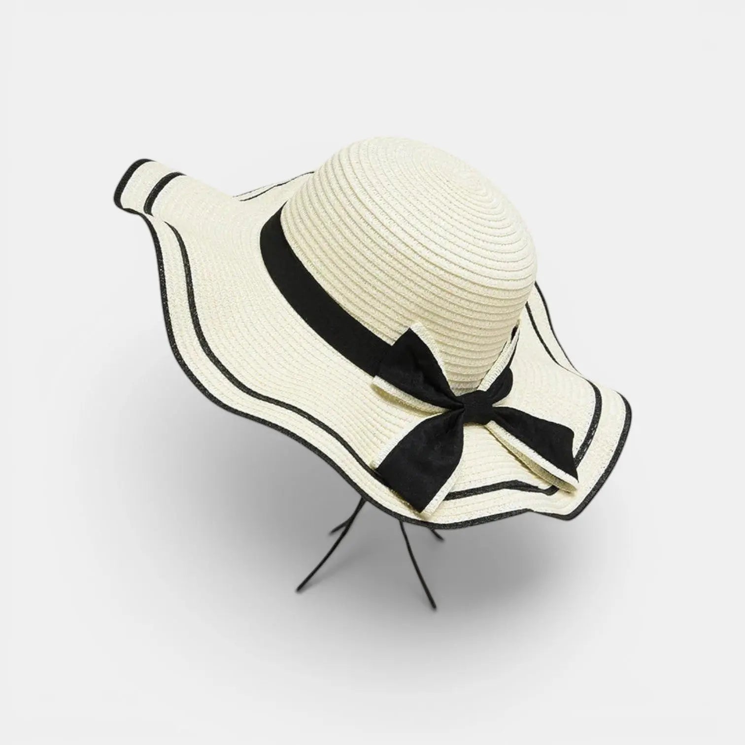 Chapeau Paille Bords Ondulés Liseré Noir Nœud Femme La Boutique du Chapeau