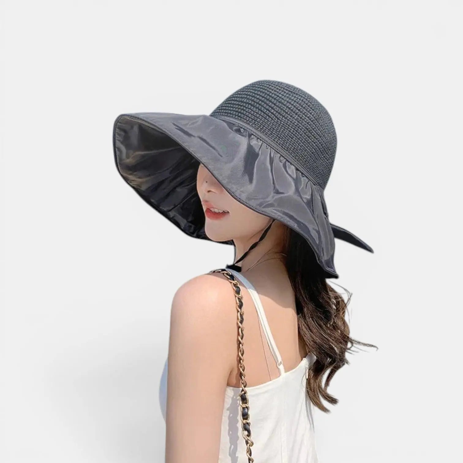 Chapeau Paille Bord Large Anti-UV Femme