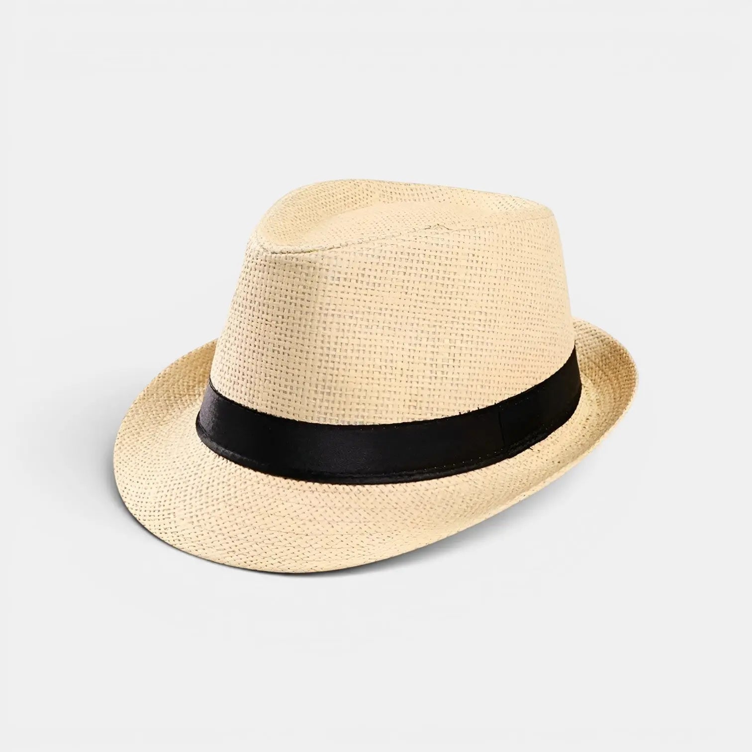 Chapeau Panama Paille Tressée Homme Femme Bande Noire