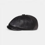 Casquette Gavroche Cuir Homme Noir et Camel La Boutique du Chapeau