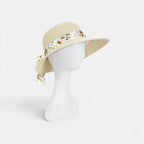 Chapeau Paille Structuré Bord Large Ruban Fleuri Femme La Boutique du Chapeau