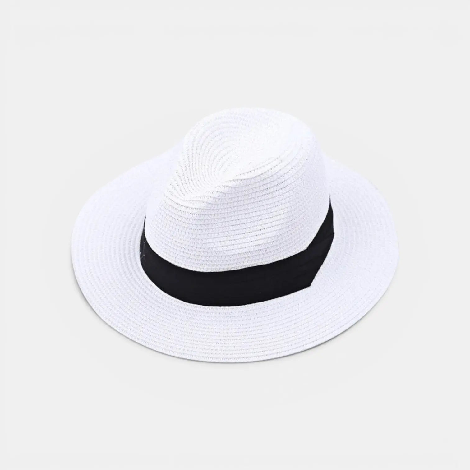 Chapeau Panama Paille Tressée Ruban Noir