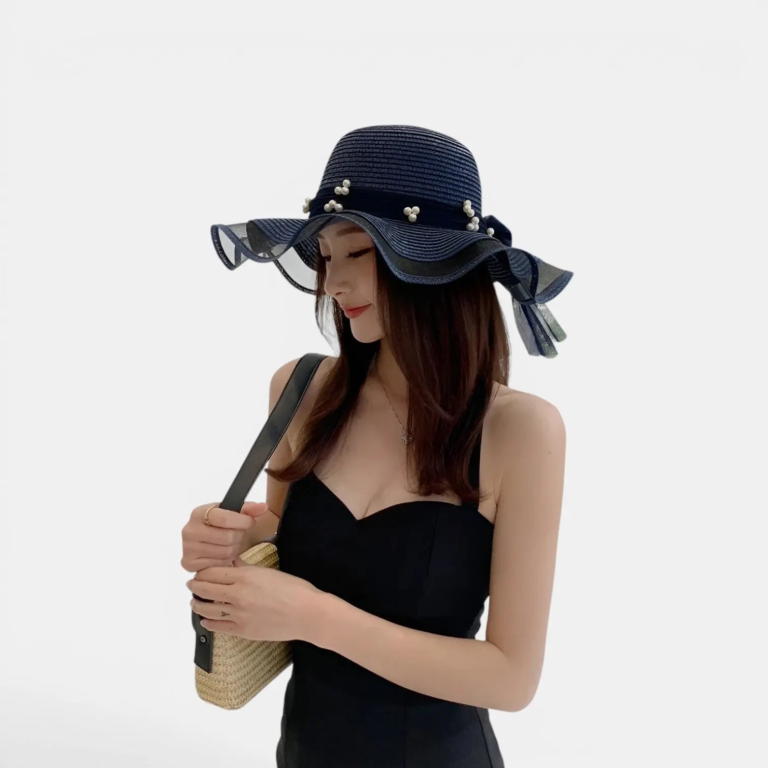 Chapeau Paille Bord Large Vague Perles Femme La Boutique du Chapeau