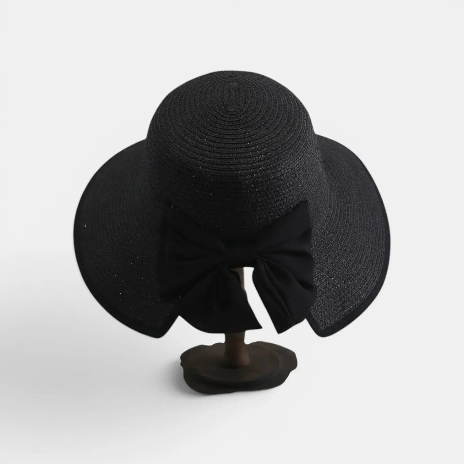 Chapeau Paille Tressée Bord Large Nœud Noir Femme La Boutique du Chapeau