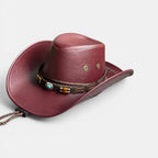 Chapeau Cowboy Cuir Bande Turquoise Unisexe La Boutique du Chapeau