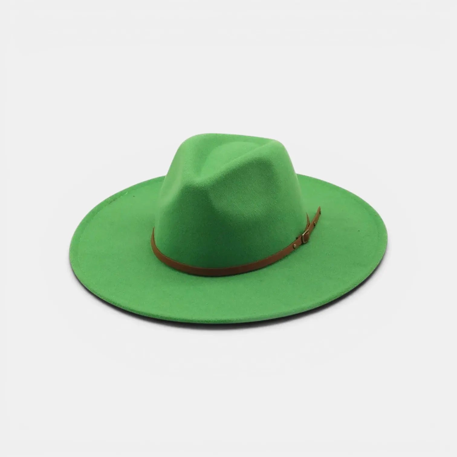 Chapeau Fedora Feutre Bord Large Bande Cuir Unisexe