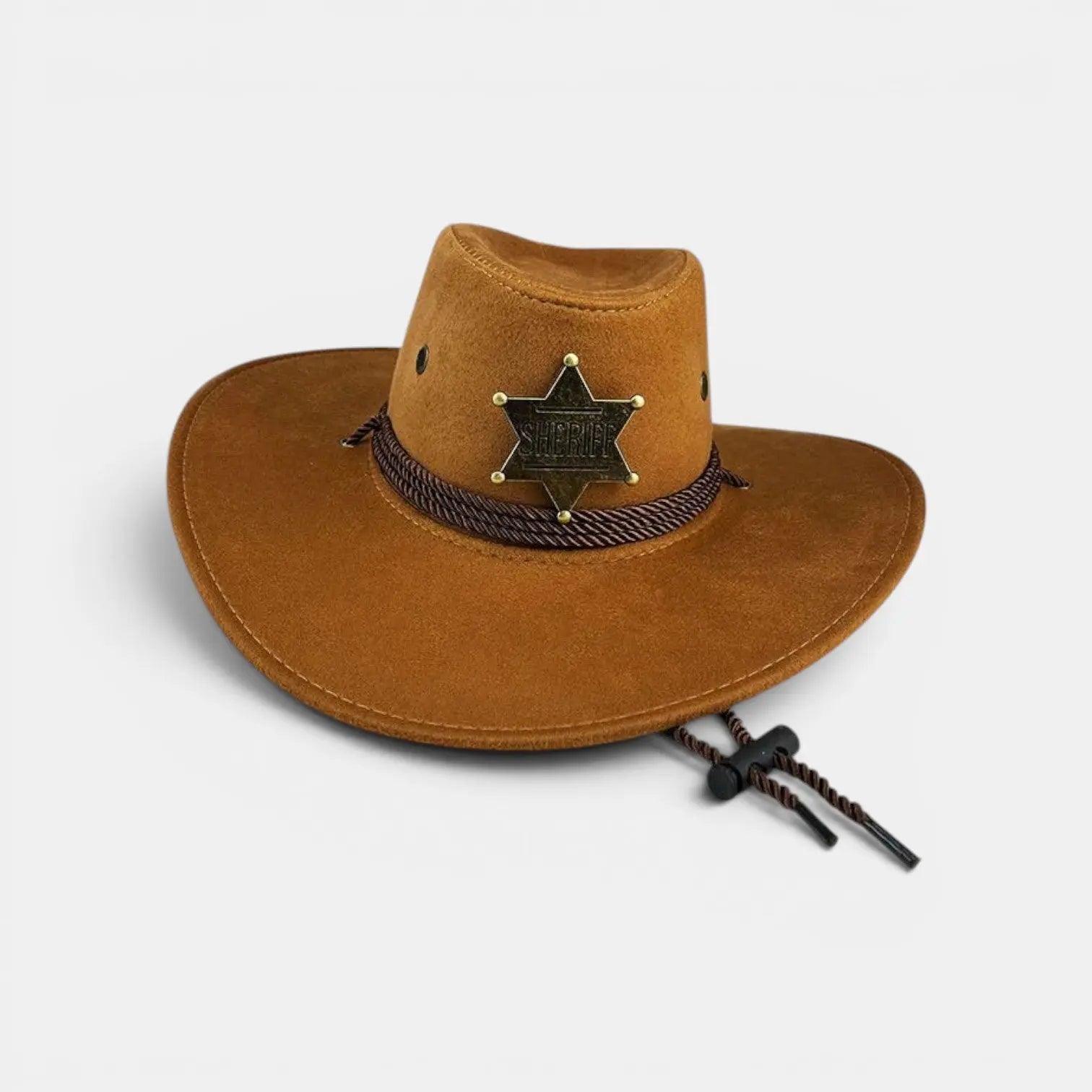 Chapeau Cowboy Sheriff Suédine Étoile Badge Unisexe