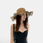 Chapeau Paille Bord Large Vague Perles Femme La Boutique du Chapeau