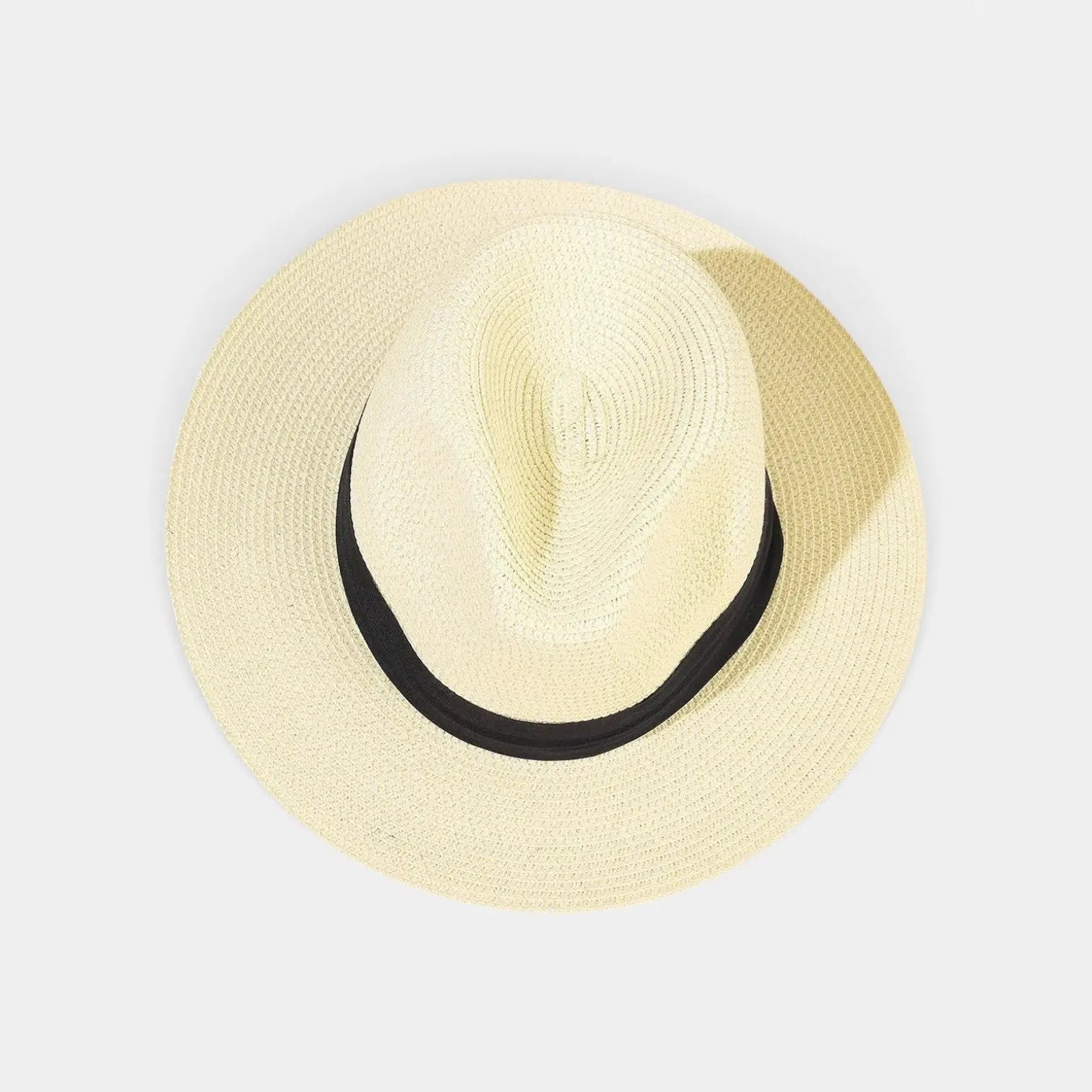 Chapeau Panama Paille Tressée Ruban Noir
