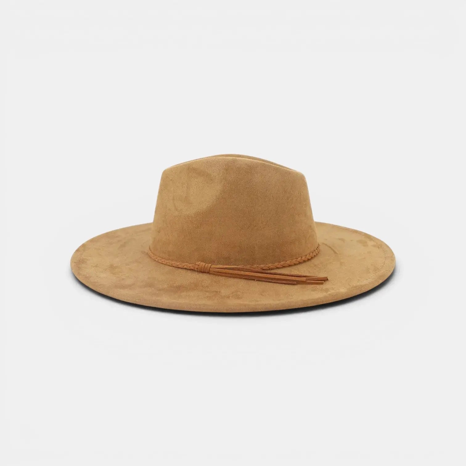 Chapeau Fedora Suède Bord Large Tresse Unisexe