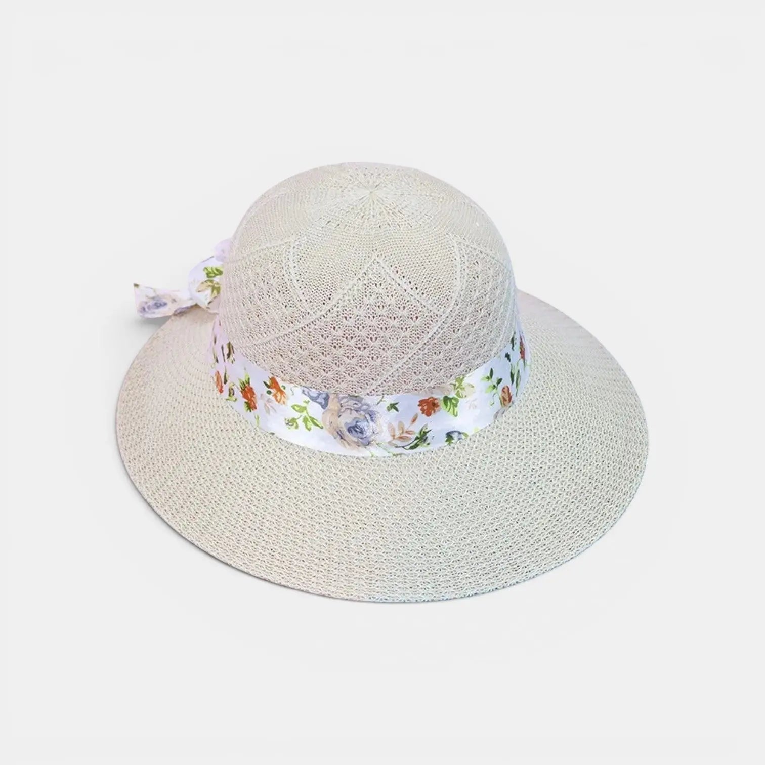 Chapeau Paille Bord Large Ruban Fleuri Femme